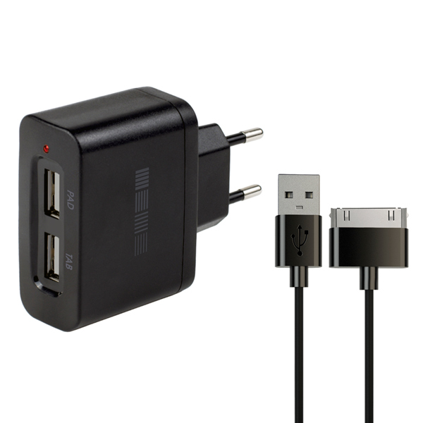 Сетевое зарядное устройство для Apple InterStep 2 USB 2A + кабель Apple 30-pin